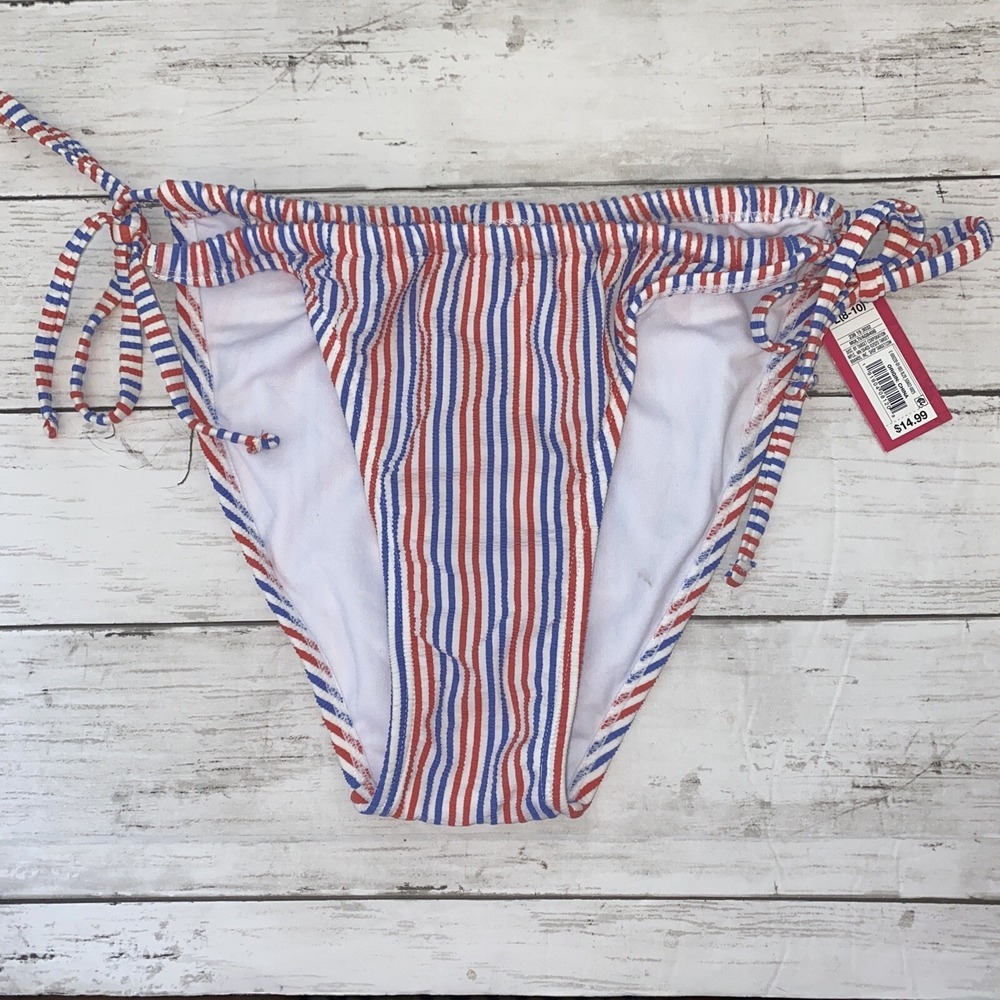 Xhilaration Bikini Bottom Womens Large Red White Blue Patriotic July Swim NEW L